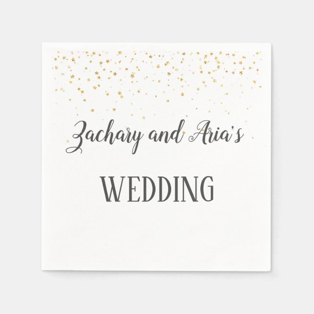 Gold Confetti Calligraphy Napkins (Front)