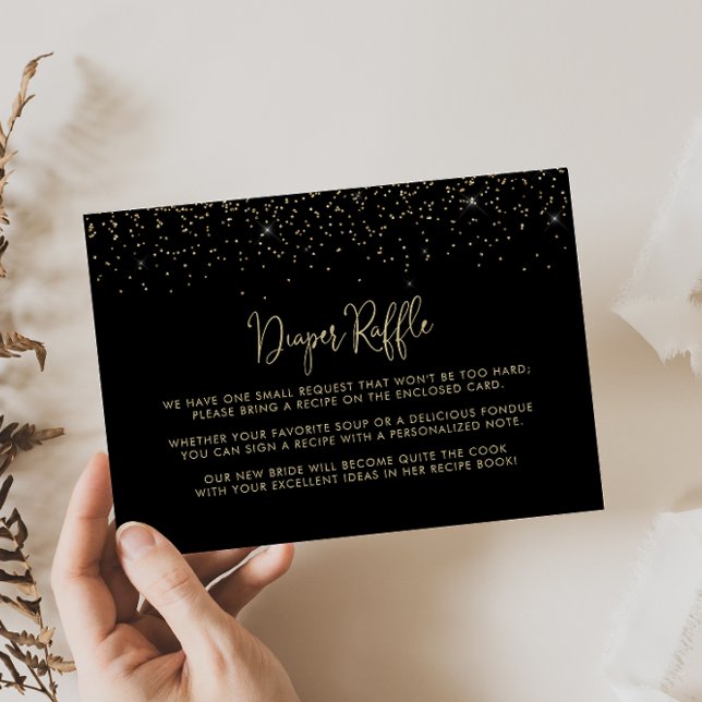 Gold Confetti Calligraphy Wedding Recipe Request   Enclosure Card (Creator Uploaded)