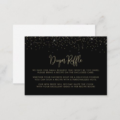 Gold Confetti Calligraphy Wedding Recipe Request   Enclosure Card