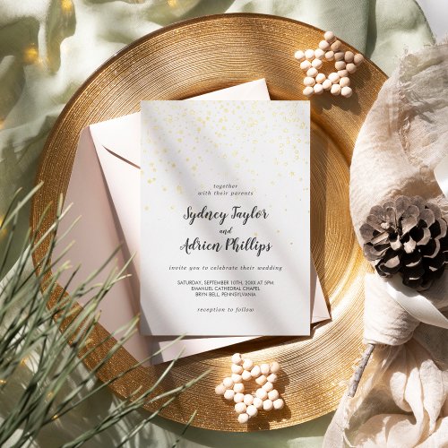 Gold Confetti Casual Wedding Gold Foil Invitation