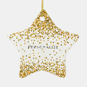 Gold Confetti Ceramic Ornament