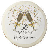 Gold Confetti Champagne Glasses 50 Fabulous Sugar Cookie (Front)