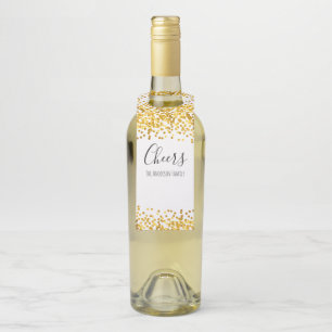 Gold Confetti Cheers Script New Year's Bottle Hanger Tag