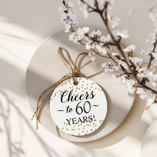 Gold Confetti Cheers to 60 Years Favor Tags