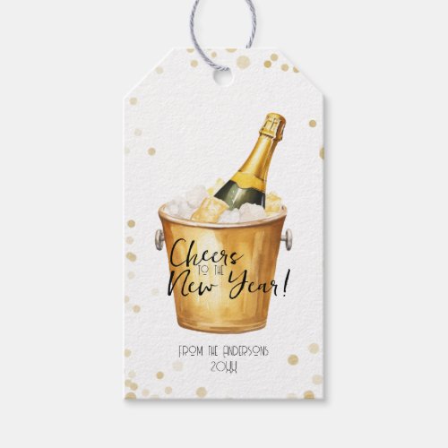 Gold Confetti Cheers to the New Year Gift Tags