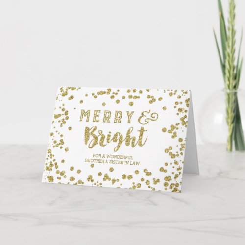 Gold Confetti Christmas Brother and Sister in Law Holiday Card