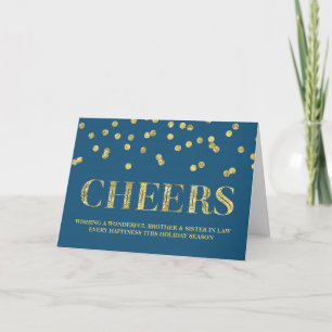 Gold Confetti Christmas Brother & Sister in Law Holiday Card