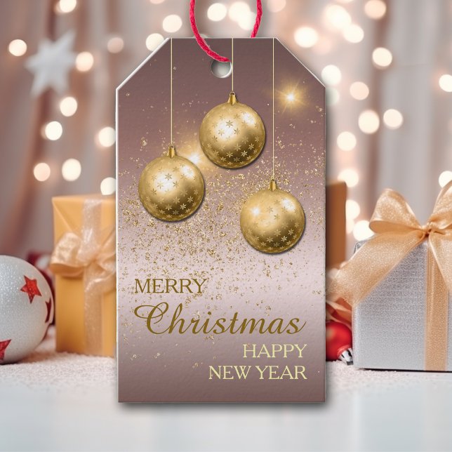 Gold Confetti Christmas Bulbs Gift Tags (Creator Uploaded)