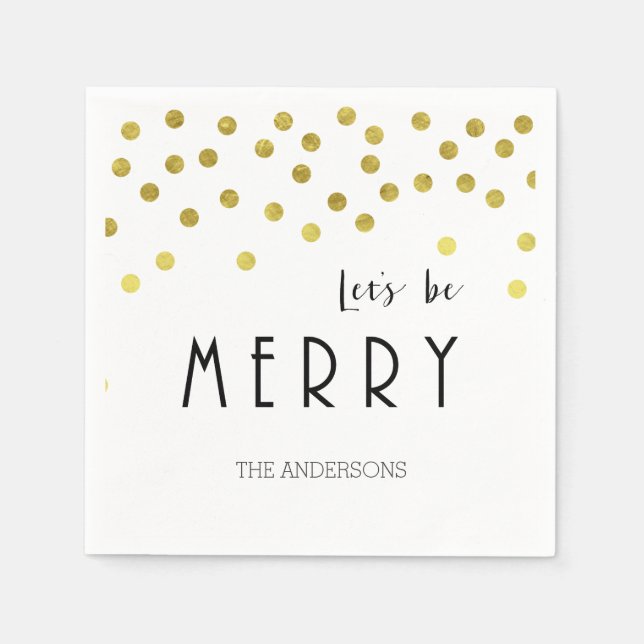 Gold confetti Christmas napkins (Front)