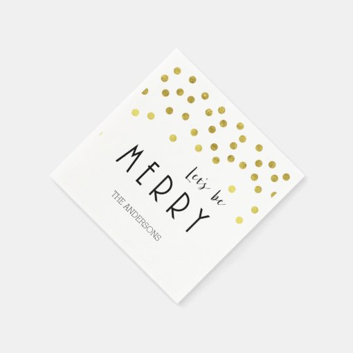 Gold confetti Christmas napkins Zazzle
