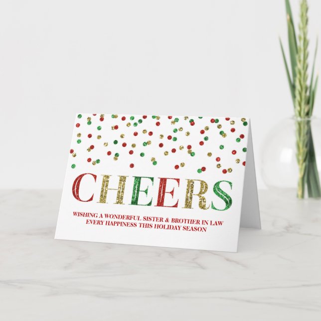Gold Confetti Christmas Sister & Brother in Law Holiday Card (Front)