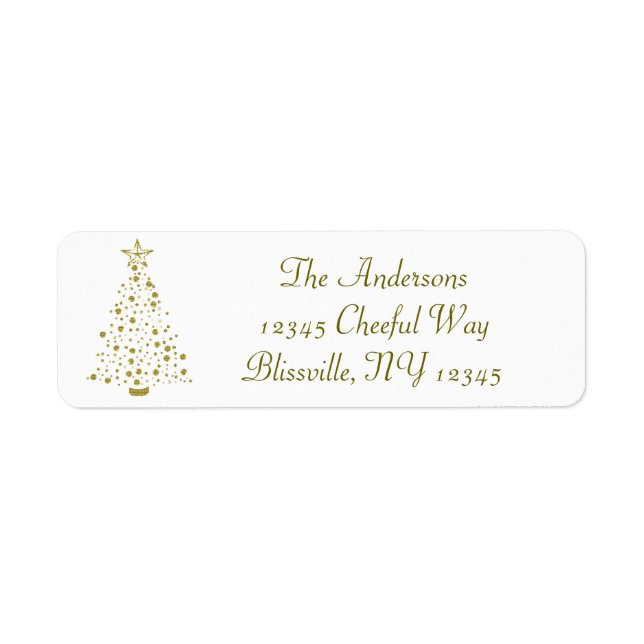 Gold Confetti Christmas Tree Label (Front)