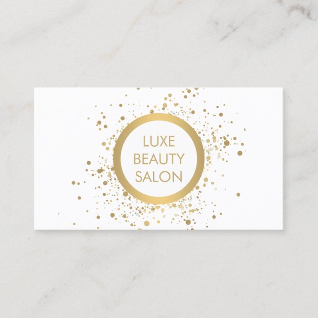 Gold Confetti Circle White Business Card (Front)