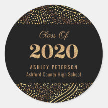 Gold Confetti Class of 2020 Black Graduation Party