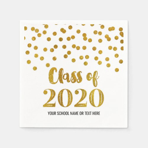 Gold Confetti Class of 2020 Graduation Napkins