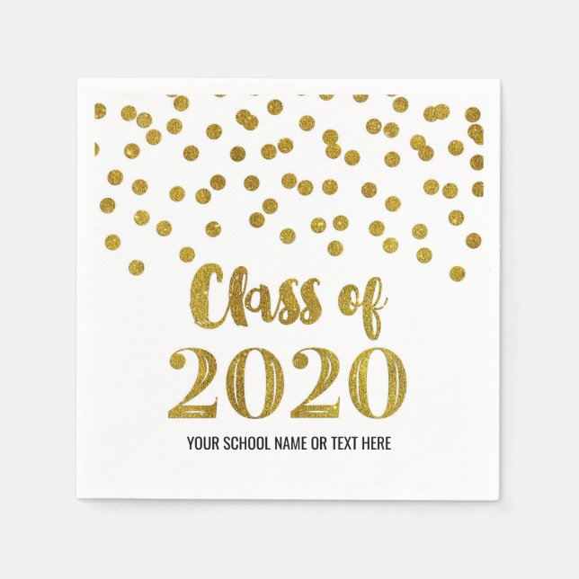 Gold Confetti Class of 2020 Graduation Napkins (Front)