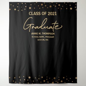 Gold Confetti Class Of 2021 Backdrop Graduation | Zazzle