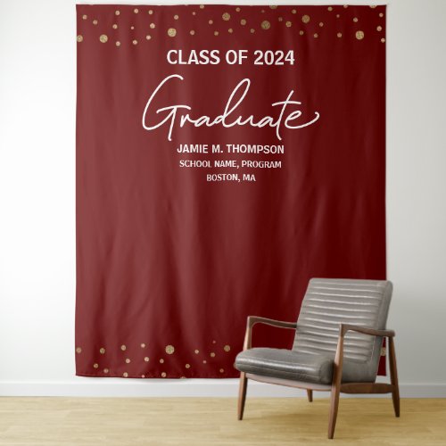 Gold Confetti Class of 2024 backdrop graduation