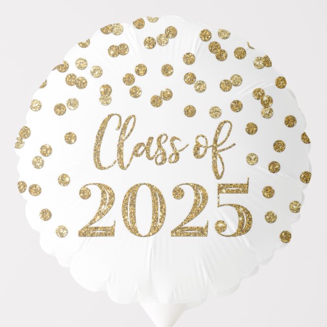 Gold Confetti Class of 2025 Graduation Balloon (Front)