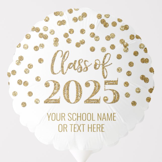 Gold Confetti Class of 2025 Graduation Balloon (Front)