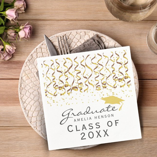 Gold Confetti Class of 2025 Graduation Napkins (Creator Uploaded)
