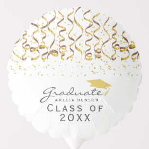 Gold Confetti Class of Graduation Party Balloon