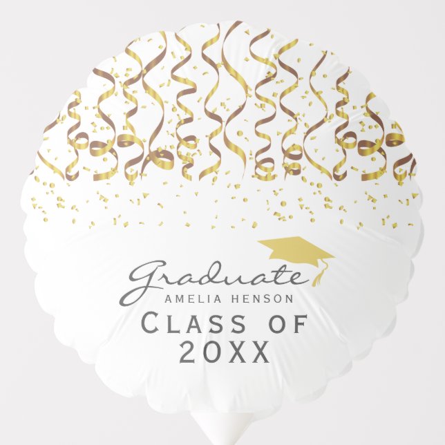 Gold Confetti Class of Graduation Party  Balloon (Front)
