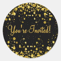 Gold Confetti Classic Round Sticker