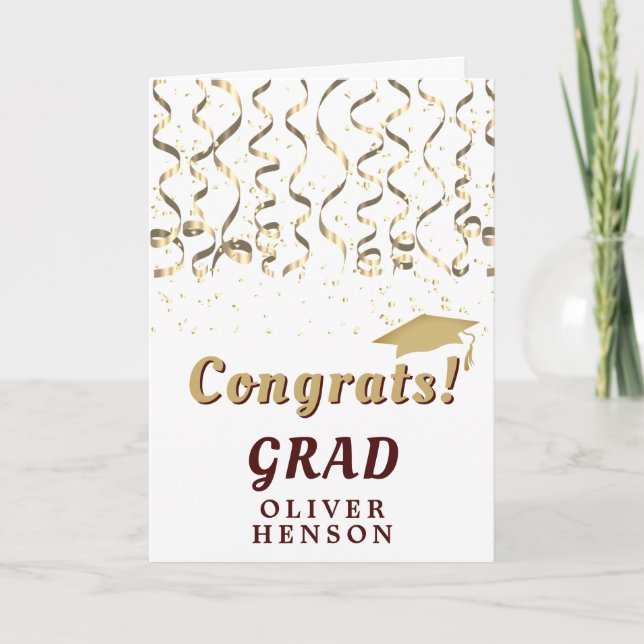 Gold Confetti Congrats Grad Graduation Card (Front)