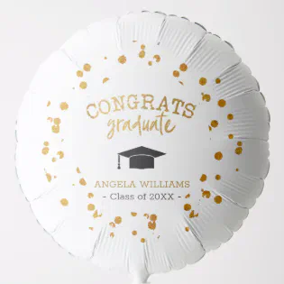 Gold Confetti Congrats Graduate Custom Party  Balloon