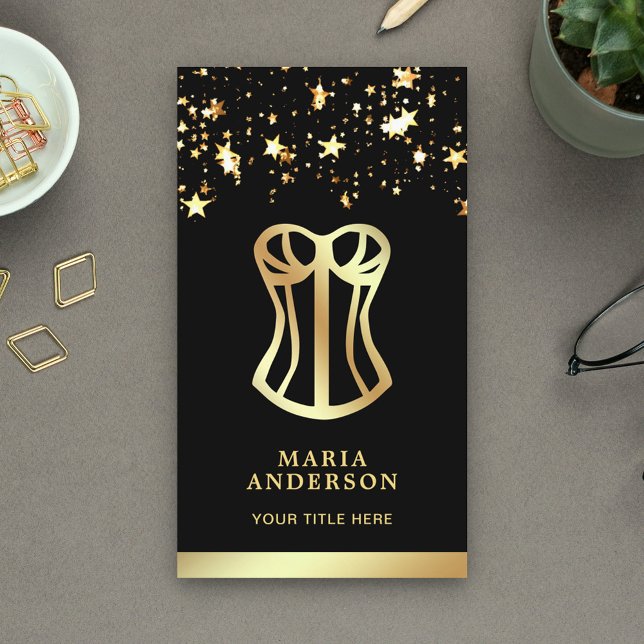 Gold Confetti Corset Bridal Lingerie Boutique Business Card (Creator Uploaded)