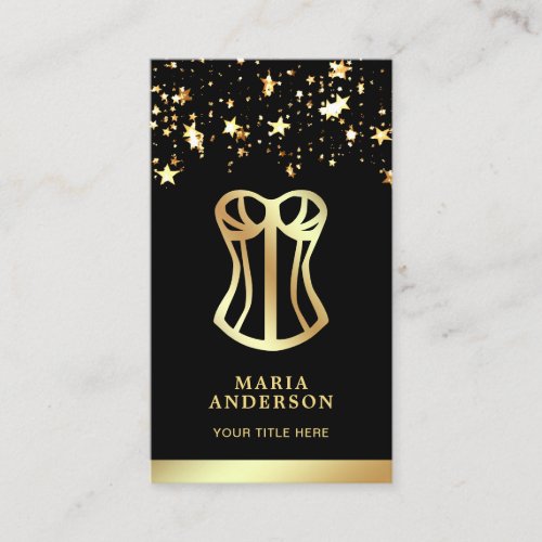 Gold Confetti Corset Bridal Lingerie Boutique Business Card