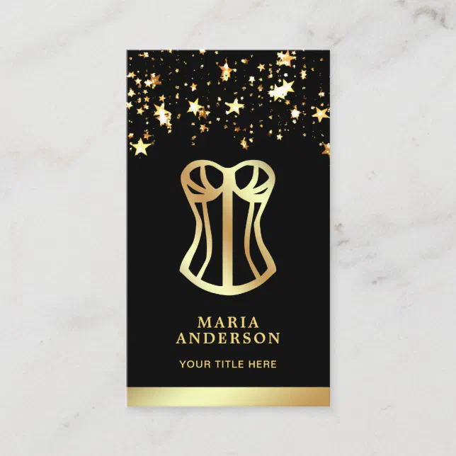 Gold Confetti Corset Bridal Lingerie Boutique Business Card | Zazzle