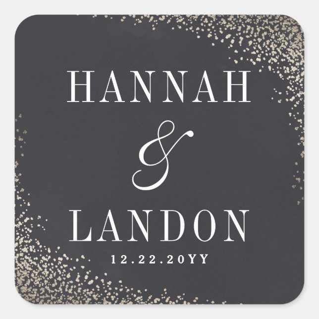 Gold confetti couples wedding sticker faux foil (Front)