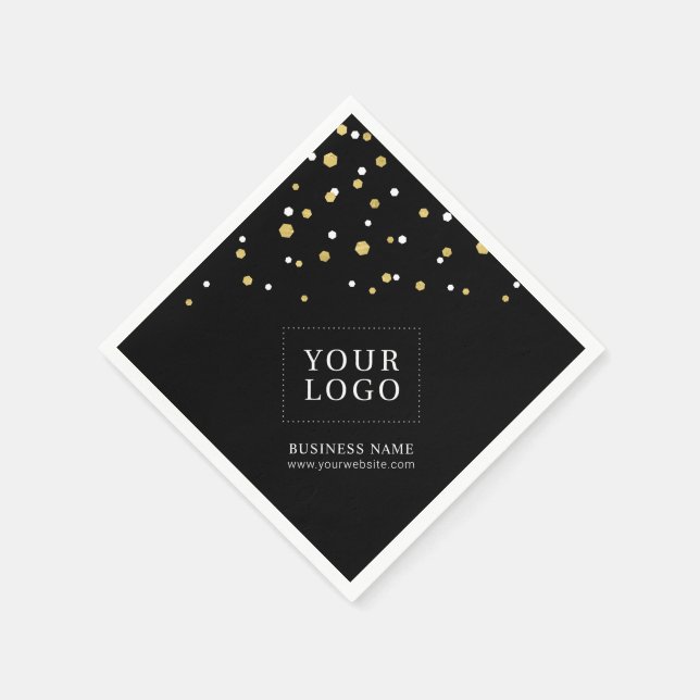 Gold Confetti Custom Business Promotional Logo Napkins (Corner)