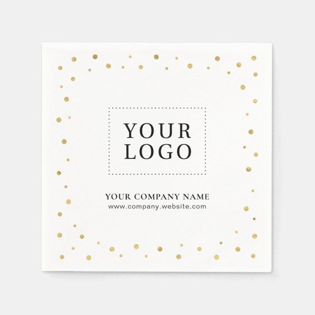 Gold Confetti Custom Business Promotional Logo Napkins (Front)