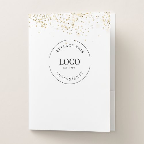 Gold Confetti Custom large Business Logo website  Pocket Folder