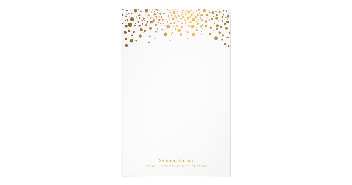 Gold Confetti Dot Print Stationery | Zazzle.com