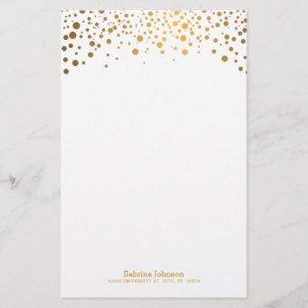 Gold Confetti Dot Print Stationery | Zazzle