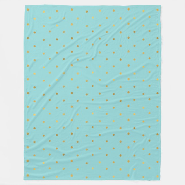 Gold Confetti Dots Aqua Mint  Fleece Blanket (Front)