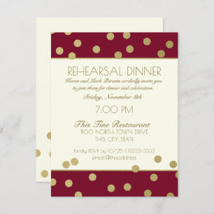 Gold Confetti Dots Burgundy Rehearsal Dinner Invitation
