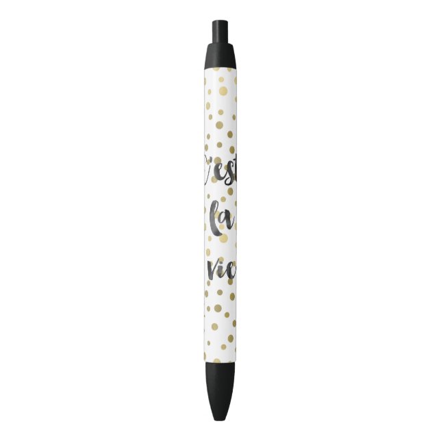 Gold Confetti Dots c'est la vie Pen (Front Vertical)