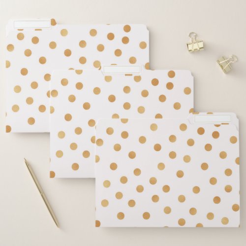 Gold Confetti Dots Cute Girly Trendy Pattern File Folder