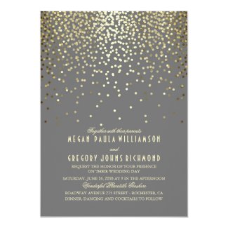Gold Confetti Dots Elegant and Vintage Wedding Invitation