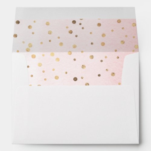 Gold Confetti Dots Elegant Cute Pink Envelope