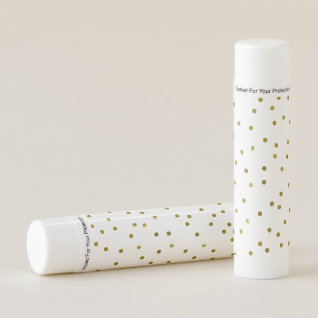Gold Confetti Dots Faux Foil Modern Chic Pretty Lip Balm (Front)