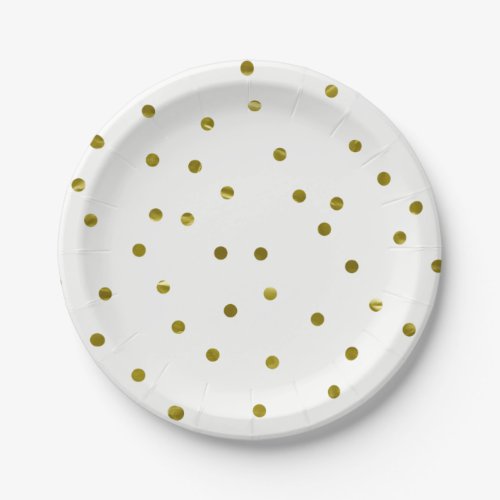 Gold Confetti Dots Faux Foil Modern Chic Simple Paper Plates