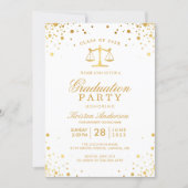 Gold Confetti Dots Law School Graduation Party Invitation (Front)