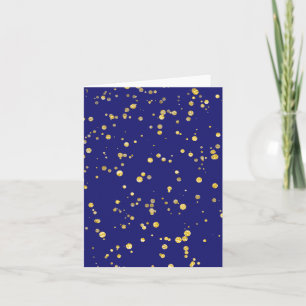 Gold Confetti Dots Midnight Blue Letterpress Thank You Card