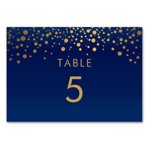 Gold Confetti Dots  Navy Blue 2  _ Table Card